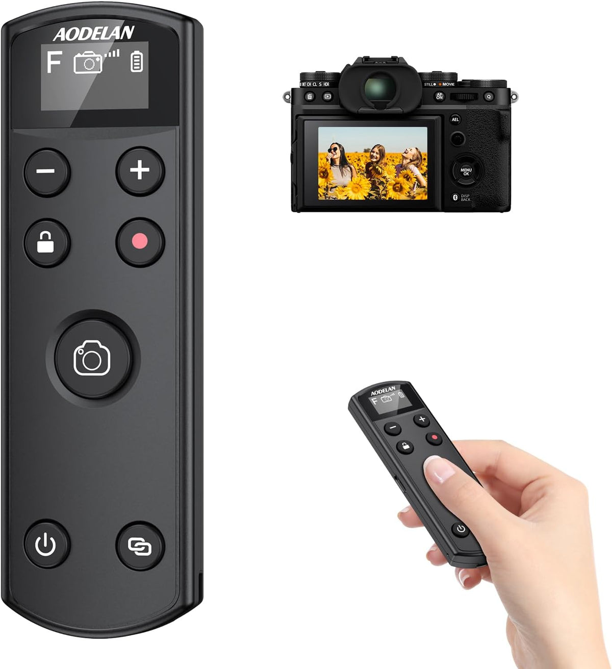 for Fujifilm Rechargeable Camera Remote Control Wireless Shutter Release Compatiable with Fuji X-T30 II, X-S10, X100VI, X-H2S, X-H2, X-T5, X-T4, X-T3, X-S20, X-T50, X-T30, X-M5, X-E5, X Half(Black)