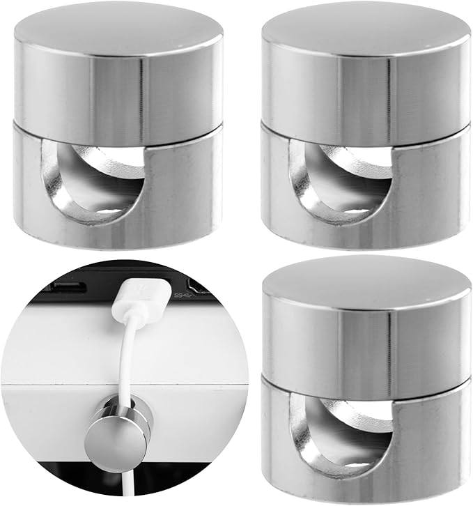 SmallCat 3Sets Charger Holders for Cords, Silver Cord Holder for Nightstand