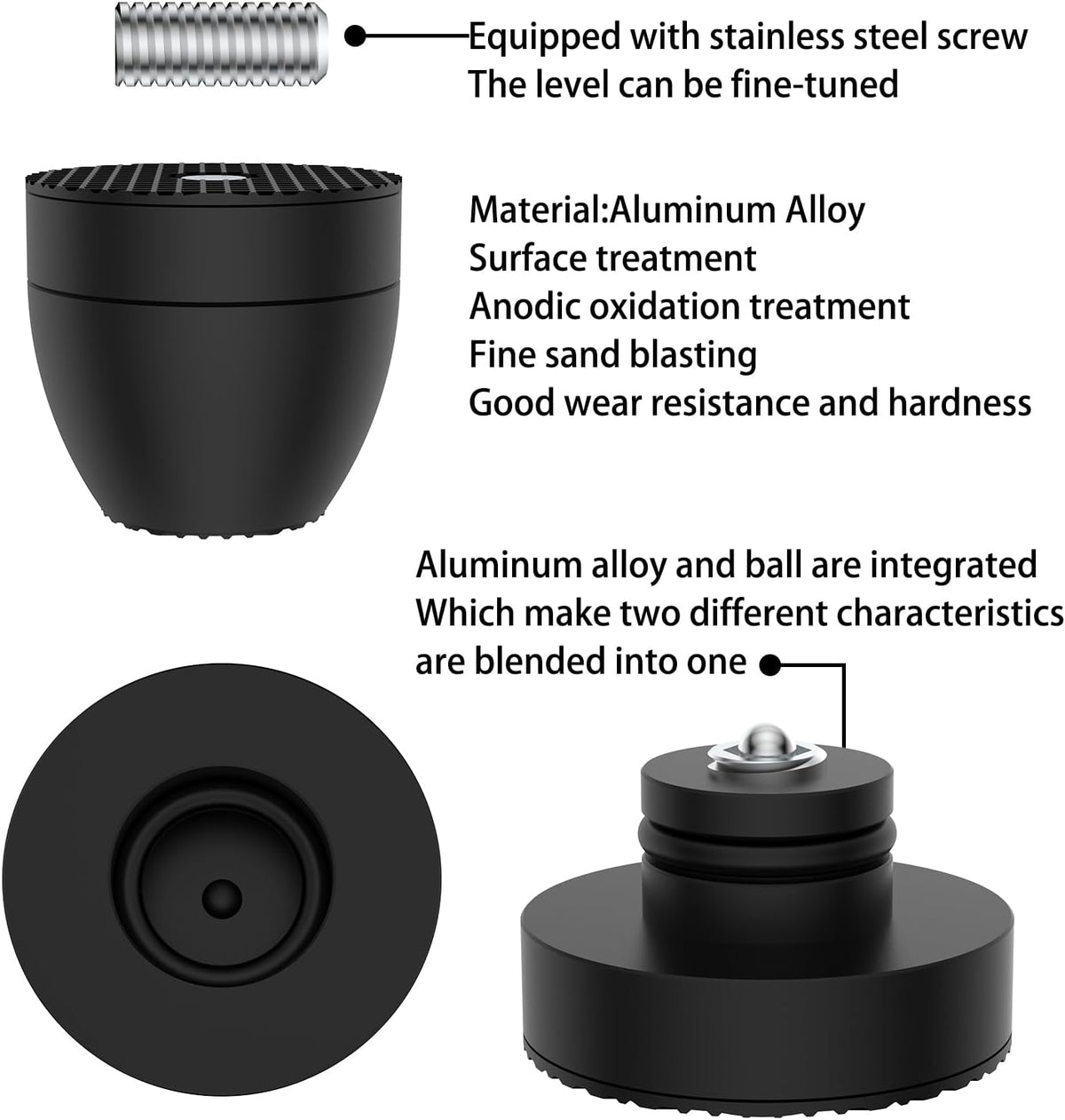 Audiocrast 4X HiFi Speaker Spikes Stand Feet Pads 30x33mm Isolation Feet, Aluminum Speaker Shock Absorber for Subwoofer Amp Turntables DAC