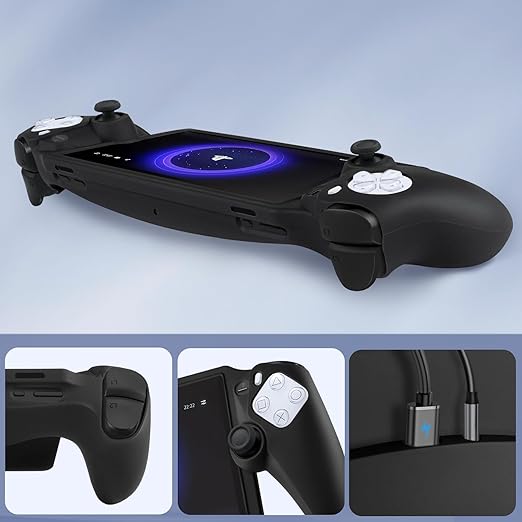 CoBak Hard Carrying Shell Case for PlayStation Portal Remote Player - with 2 Screen Protector 1 Grip Case 4 Thumb Grip Caps Hard Outer Cover for PS5 Portal Black