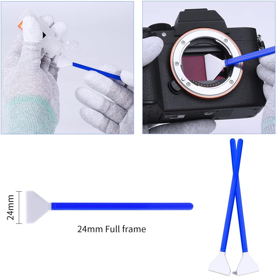 K&F Concept Full Frame Sensor Cleaning Kit - 16pcs Sensor Cleaning Swabs, 20ml Sensor Cleaner & Gloves, Cameras Lens Cleaning Kit Compatible with Sony Nikon Canon FF CCD CMOS Sensors