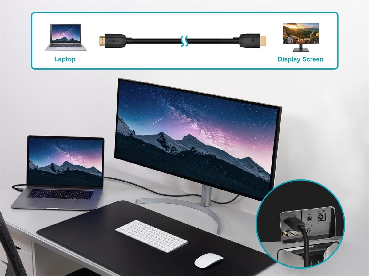 8K 48Gbps, 6 Monoprice Ultra High Speed HDMI Cable - Dynamic HDR, eARC, Feet, Black - DynamicView Series