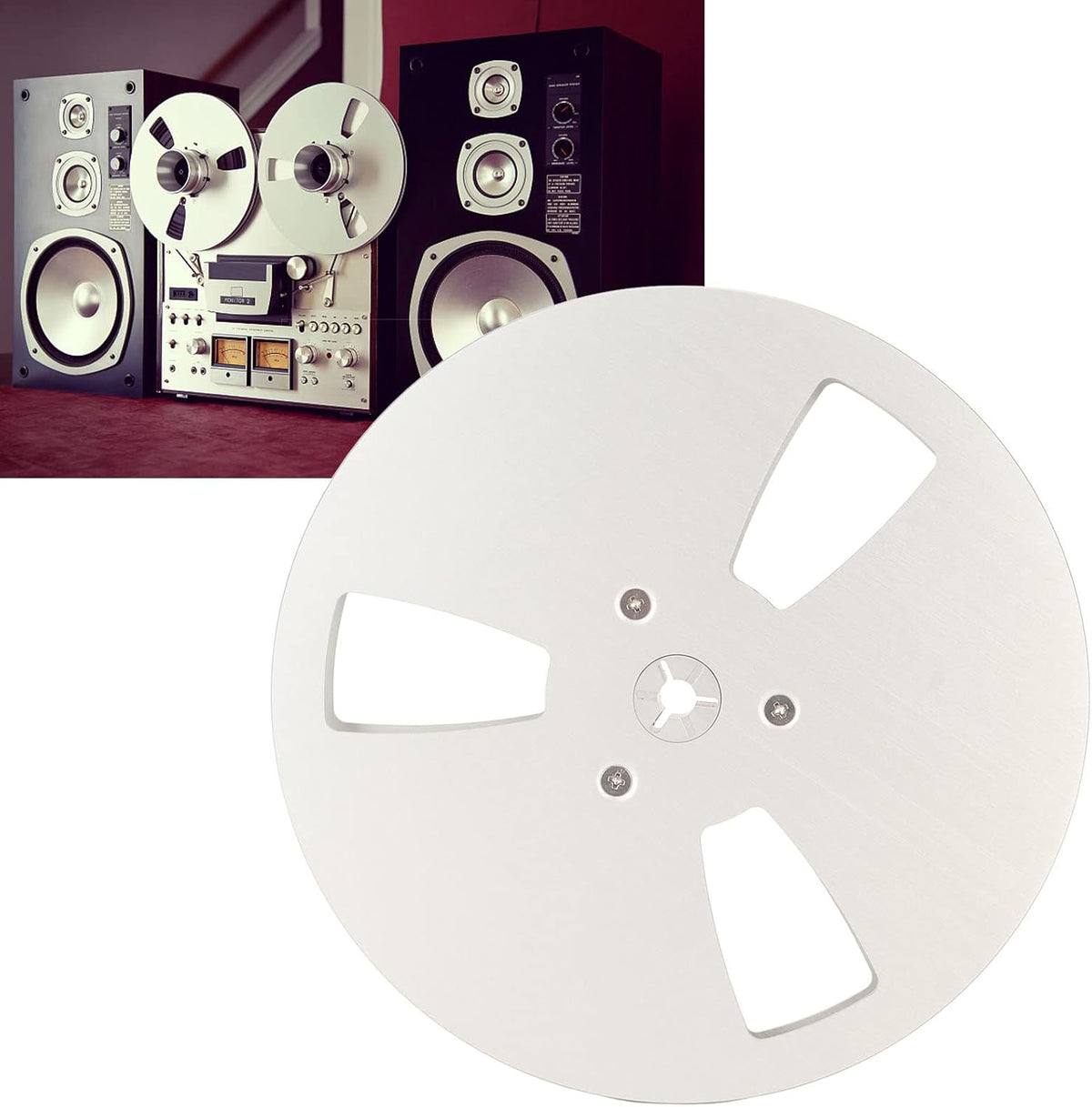 7 Inch 3 Nab Aluminum Metal Small Hub Reel, Universal Holes Empty, Low Noise, Fix or Replace Tape Recorder (Silver)