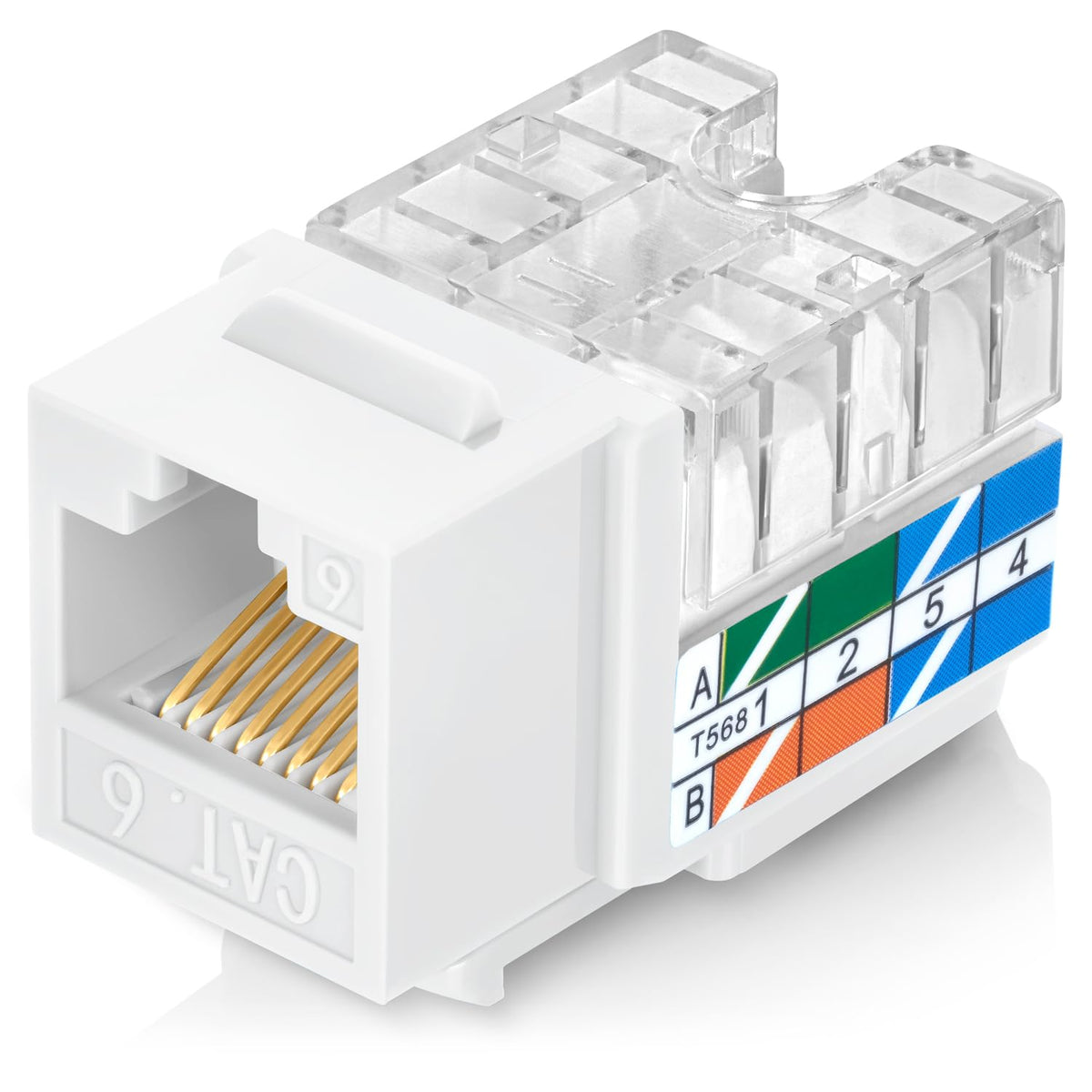Everest 90° Angled RJ45 Cat6 Keystone Jacks 50-Pack in White - Slim Profile Female RJ45 Connectors - Cat 6 Keystone Jack - Compatible with 90° Angled Speed Termination Tool - easyJACK (B094WB91H3)