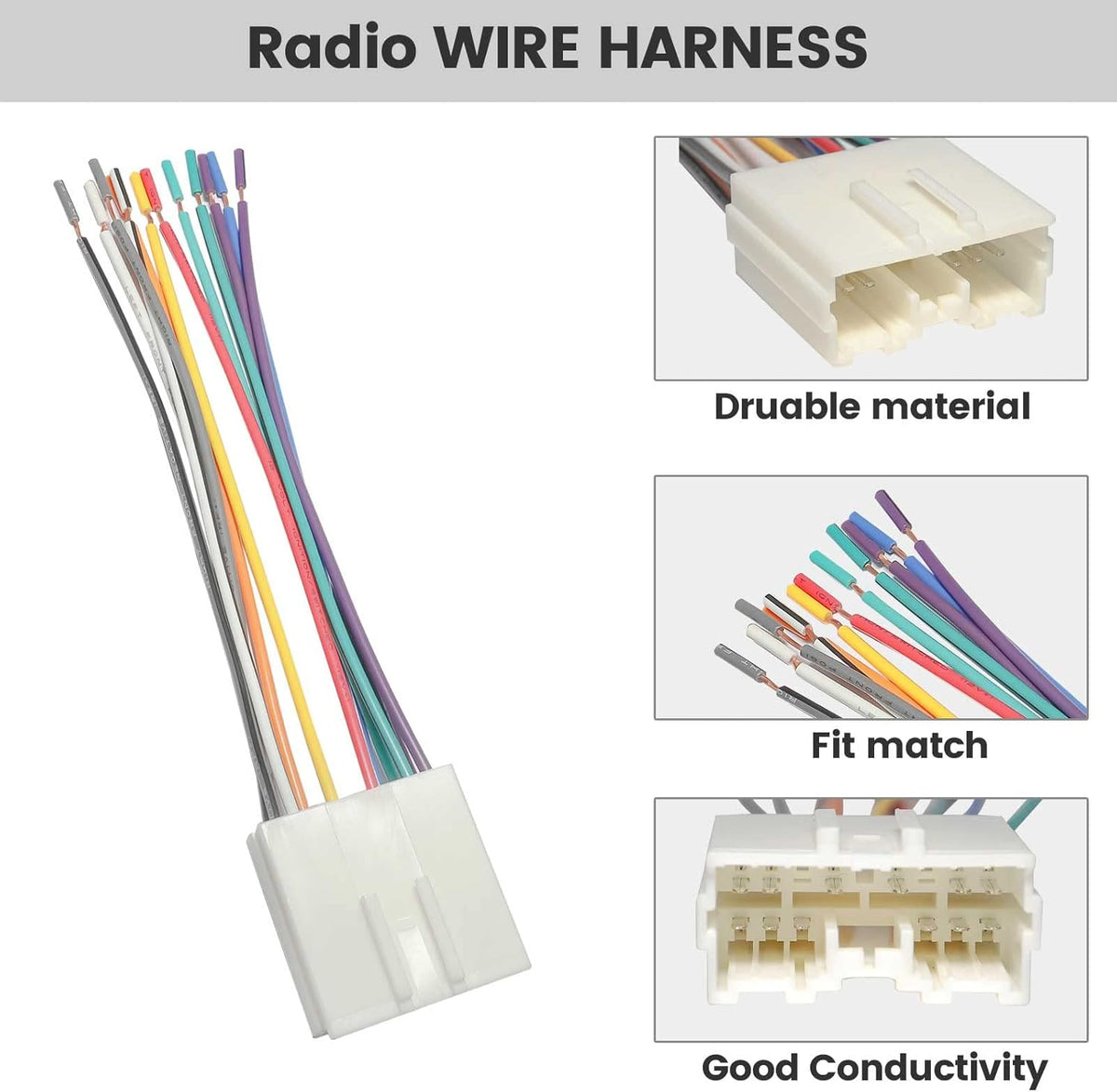 1992-2012 RED WOLF Car Radio Wiring Harness Connector Adapter Aftermarket Stereo Install Adaptor Compatible