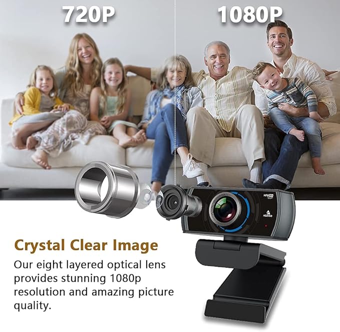 NexiGo 60FPS 1080P Webcam Kits N980P HD Web Camera with Microphone 120 Degrees Wide-Angle Software Control Lightweight Mini Tripod Extendable Stand for Zoom/Skype/Teams