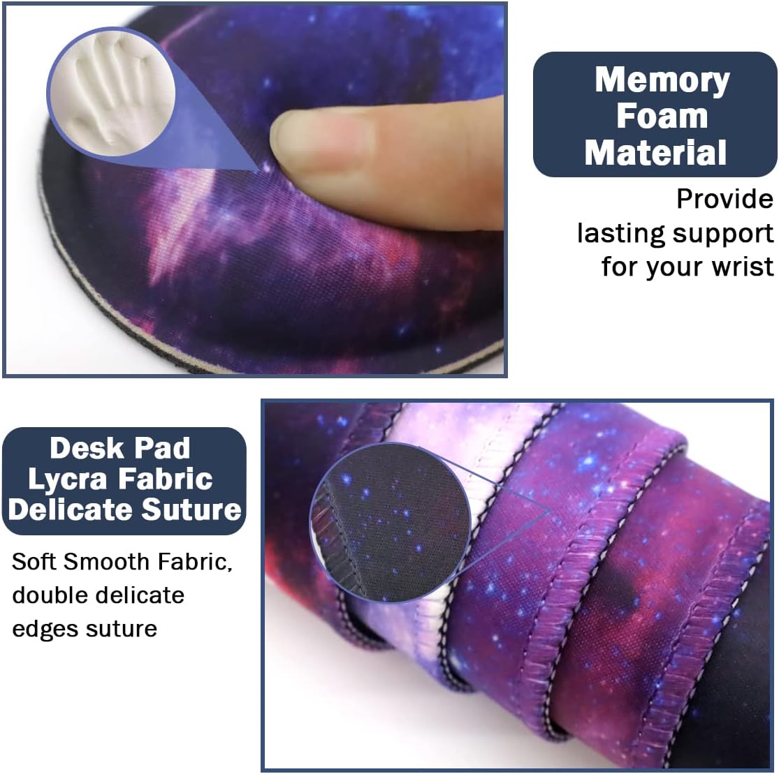 Keyboard Mouse Pad Set, Extended Mouse Pad+Keyboard Wrist Rest Support, Memory Foam Ergonomic, 3Pcs (35.4×15.7 in) Desk Pad Set for Home Office Study Game - Galactic