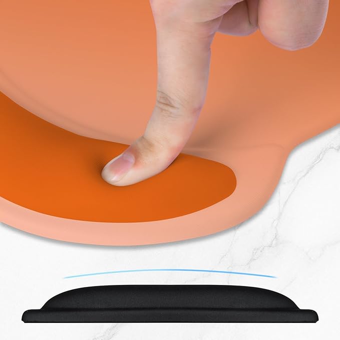 ITNRSIIET Ergonomic Mouse Pad with Comfort Gel Wrist Rest, Non-Slip PU Base, Smooth Textured Surface, Reduces Hand Fatigue & Wrist Pain, 8.7 x 7.2 Inch for Office Gaming Home, Peach Gradient