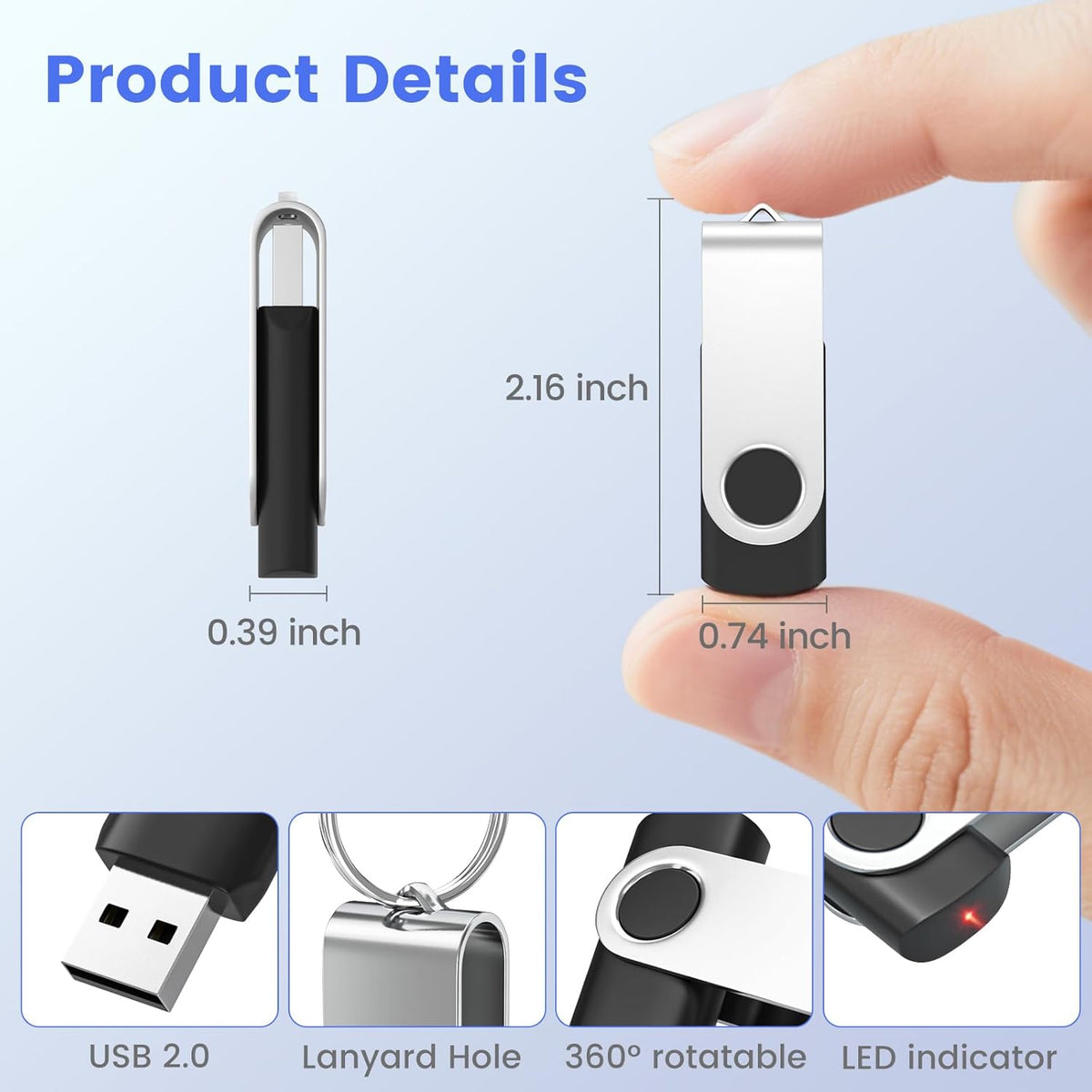 ABLAZE 32GB Flash Drive 10 Pack, USB 2.0 Memory Stick with Lanyards Swivel Thumb Drives Bulk 32GB Pendrive U Disk for Data Storage (Mixcolors)