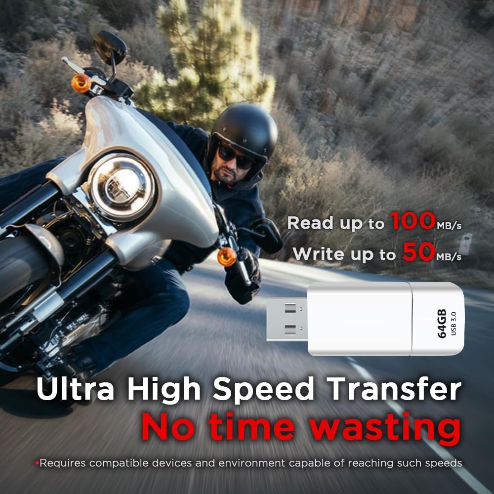 GIGASTONE 64GB Flash Drive, Z60NB USB 3.2 Gen 1, Ultra Fast, Retractable Capless Slider Design, Data Storage, Backup for PC/Mac/TV/Car Audio, USB 2.0/3.0/3.1 Compatible (Random Color)