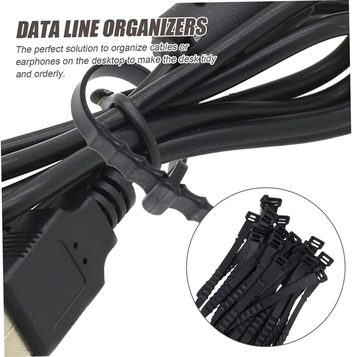 12pcs Silicone Cable Organizer Winder for USB and Headphone Cords Flexible Data Cable Holders for Desk Nightstand
