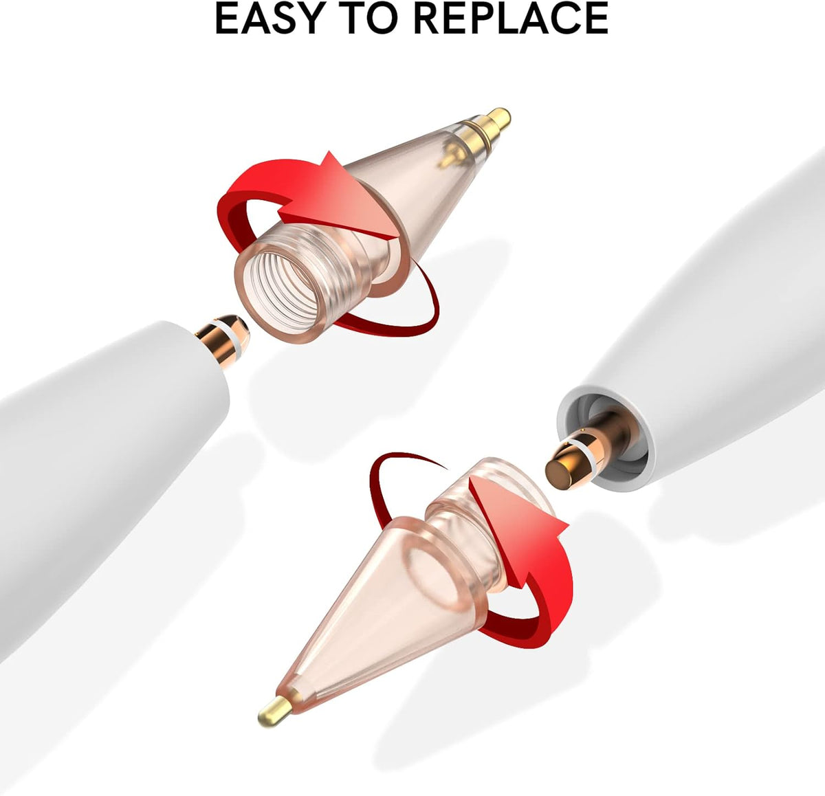 Delidigi 3 Pack Replacement Tips Compatible with Apple Pencil Pro/2nd Generation/1st Gen/USB C, Wear-Resistant iPencil Nibs Accessories Fine Point Precise Control Pen Like Tips