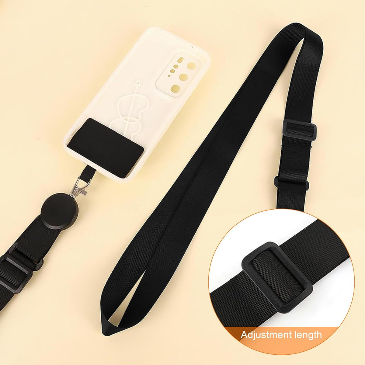 Phone Lanyard Crossbody Strap, Phone Lanyard Crossbody Wrist Strap, Adjustable Anti-Theft Phone Patch Lanyards for Most Smartphones,Universal Cell Phone Neck lanyard for Women and Men (Black)