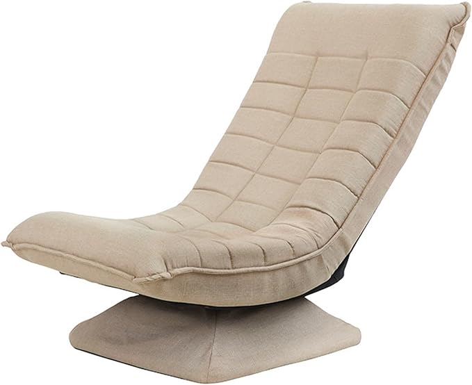 Adjustable Floor Gaming Chair High Back Lazy Sofa Sleeper for Game Recreation Room 360° Swivel Adjustable Backrest Soft Cushion.Khaki