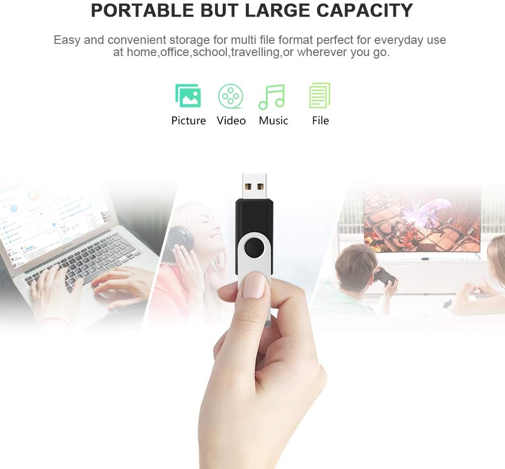 KEXIN 20 Pack 8GB Flash Drive 8G Bulk USB Thumb Drive USB Stick Jump Drive USB 2.0 Flash Drive with Led Indicator, Black
