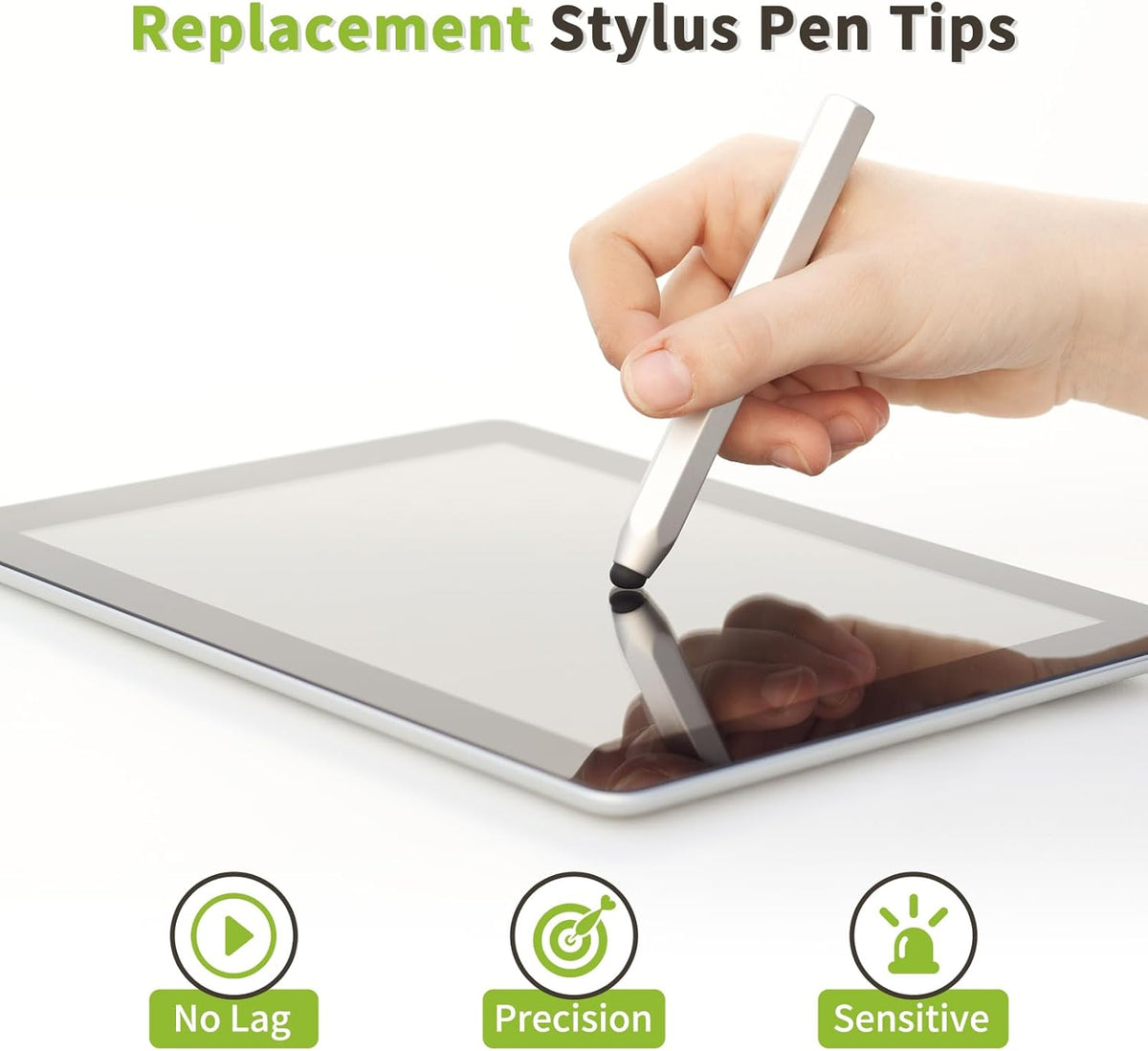 MECCANIXITY 40Pcs Replacement Stylus Pen Tips 4.5mm Conductive Capacitive Touch Screen Pens Tips Silicone Rubber, Black