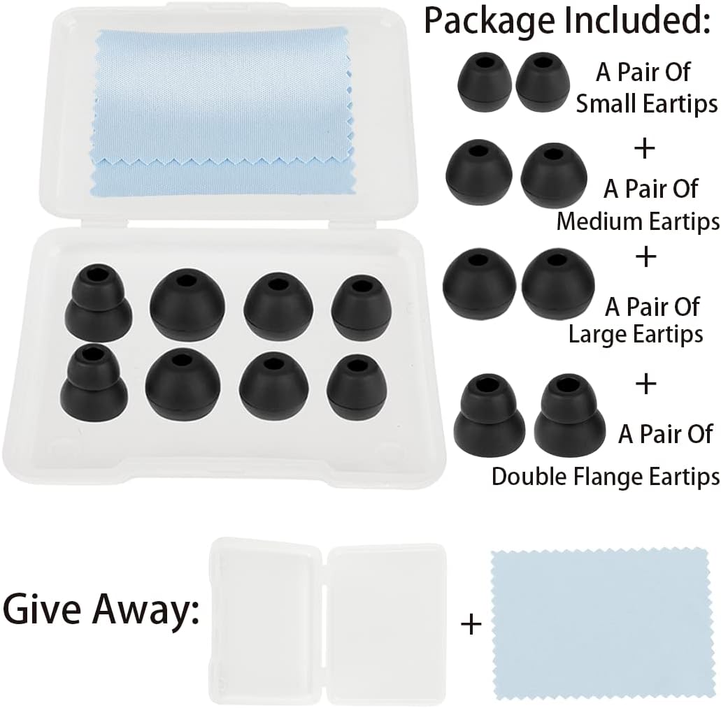 4 Pairs Earbud Tips Fit for Powerbeats Pro Ear Tips Beats Earbuds Replacement Tips Replacement Earbud Tips Earbud Replacement Tips Earbud Caps Headphone Earbud Tips Replacement Ear Pads Black