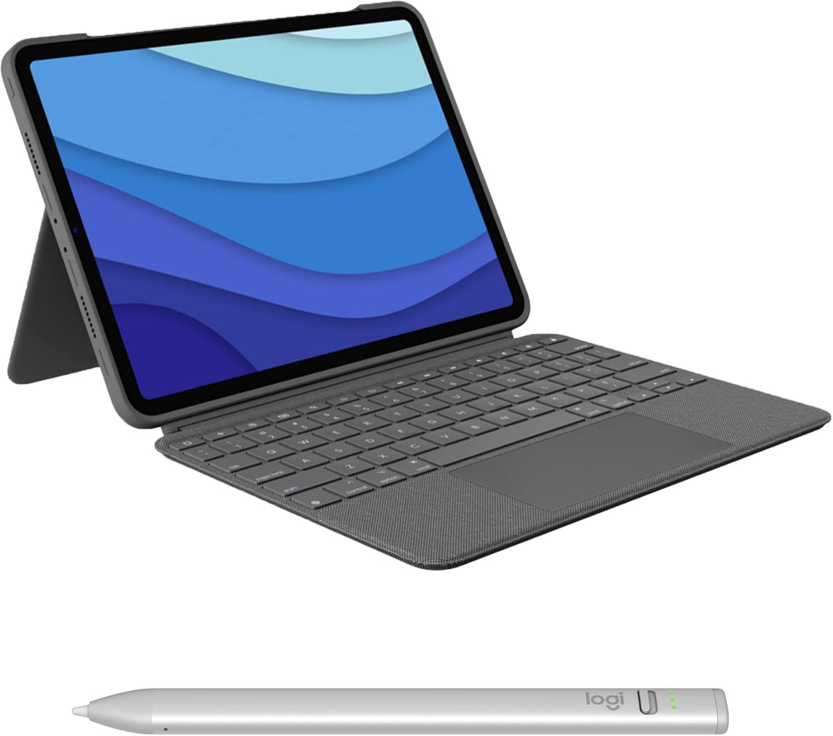Logitech Combo Touch iPad Pro 11-inch (1st, 2nd, 3rd & 4th gen - 2018, 2020, 2021, 2022) Keyboard Case and Logitech Crayon (USB-C) Digital Pencil (2018 releases and later) - Oxford Grey, USA Layout
