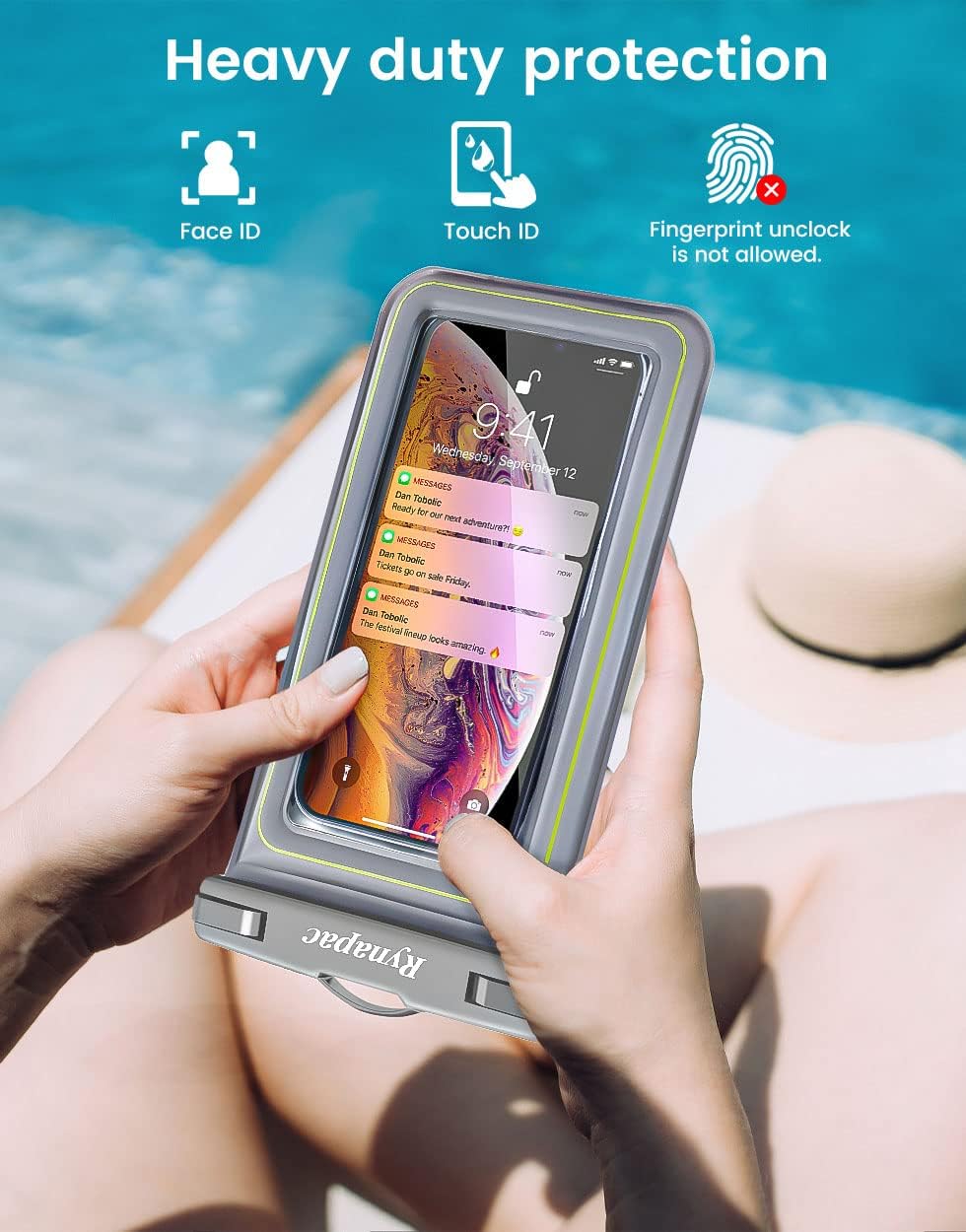 IP68 Waterproof Phone Pouch, Floating Waterproof Phone Case for iPhone 16 15 Pro Max Galaxy S24+ S23 Pixel 8 Pro with Detachable Lanyard, Cellphone Dry Bags Beach Vacation Essentials -2 Pack