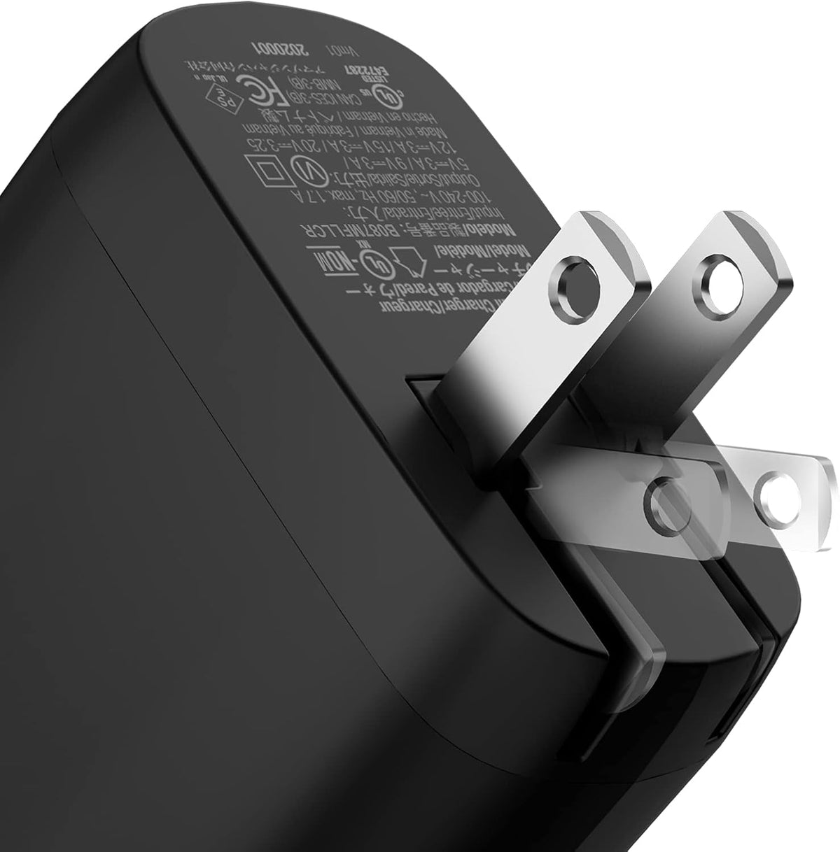 Amazon Basics 65W One-Port GaN USB-C Wall Charger with Power Delivery PD, Foldable Plug, for Laptops, Tablets & Phones, Black