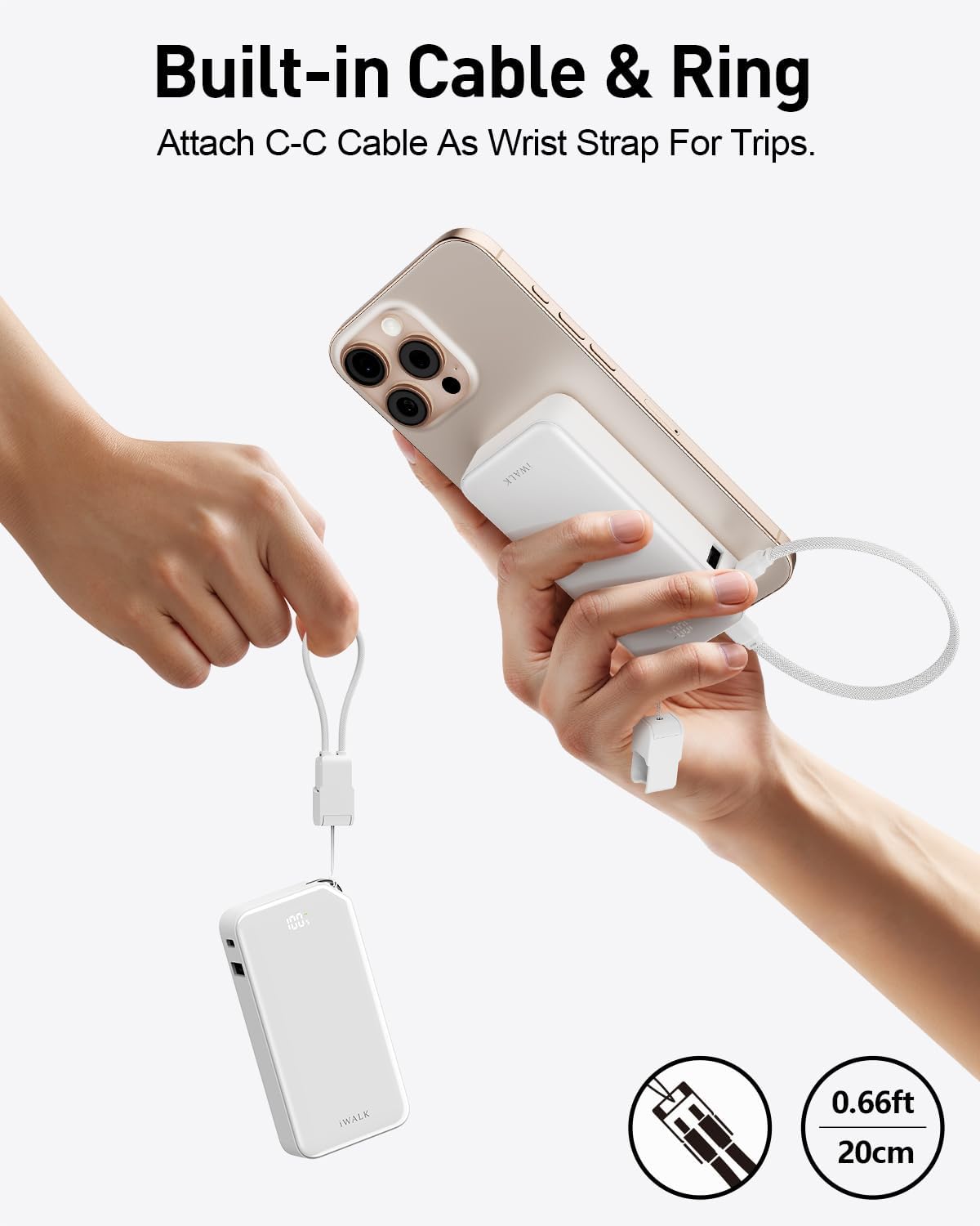iWALK Portable Charger, Ultra Small 10,000mAh 30W PD Power Bank, USB C in&Out Fast Charging Battery Pack with Stand, Travel Essential Phone Powerbank for iPhone 16/15 Pro Max, Samsung S25/S24 Series
