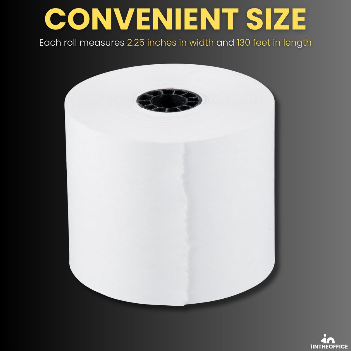 1InTheOffice Adding Machine, Register, and Calculator Rolls 2 1/4" x 130' 1-Ply, 12/Pack (130')