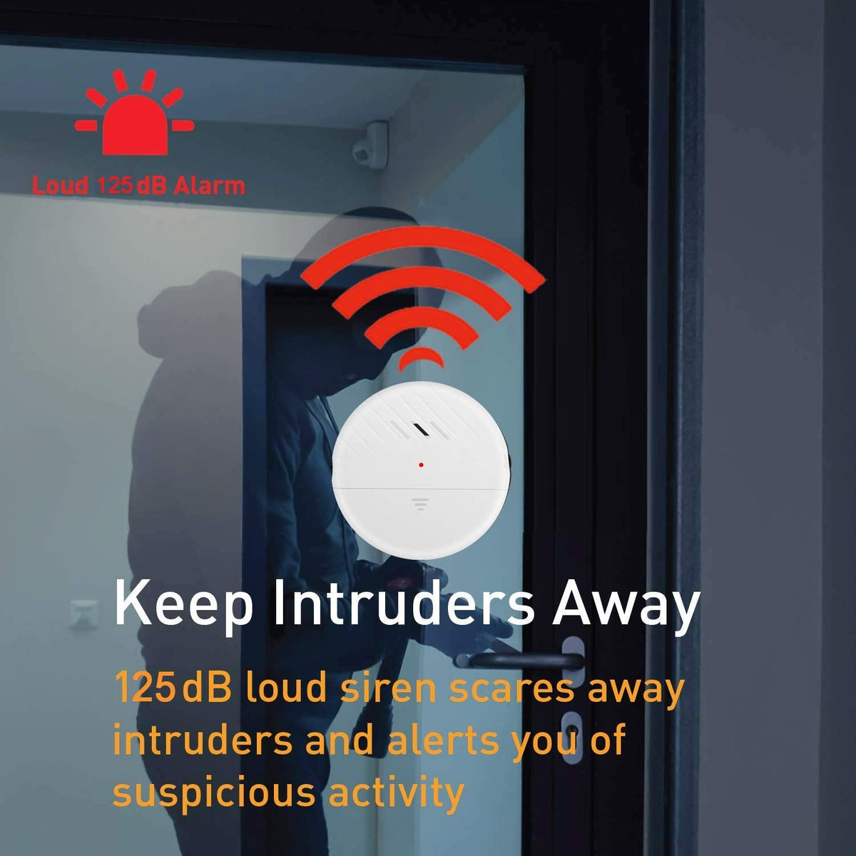 EverNary Window Vibration Alarm, 3Pack 125dB Loud Ultra-Slim Anti-Theft Alarm for Door and Window Glass Break Sensor Alert with Adjustable Sensitivity