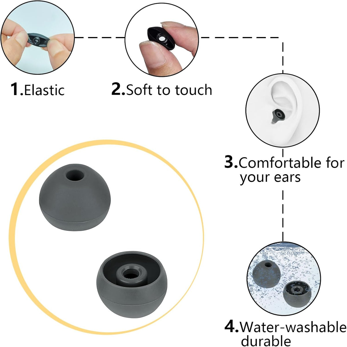 Ear Bud Covers Silicone Replacement Earbud Tips Compatible with Powerbeats Pro Beats Wireless Earphone Headphone Ear Tips 4 Pairs
