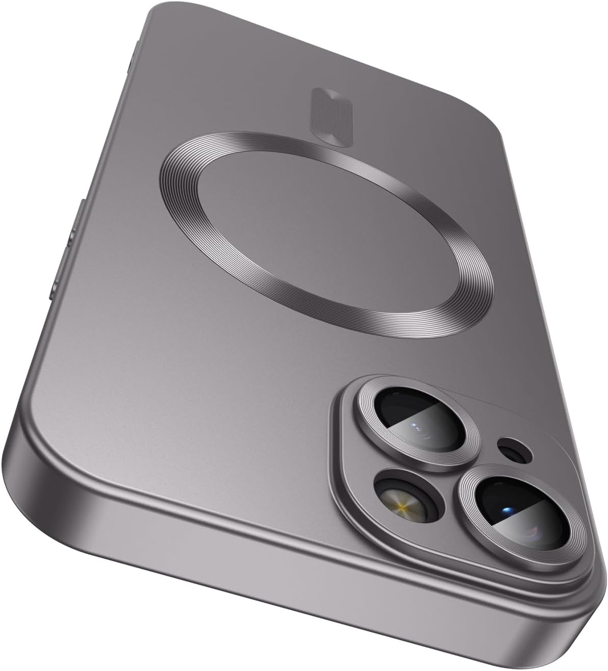 Magnetic for iPhone 14 Case [Compatible with MagSafe][Built-in Camera Lens Protector] Slim Soft Silicone Bumper Shockproof Metallic Luster Phone Case (Gray)