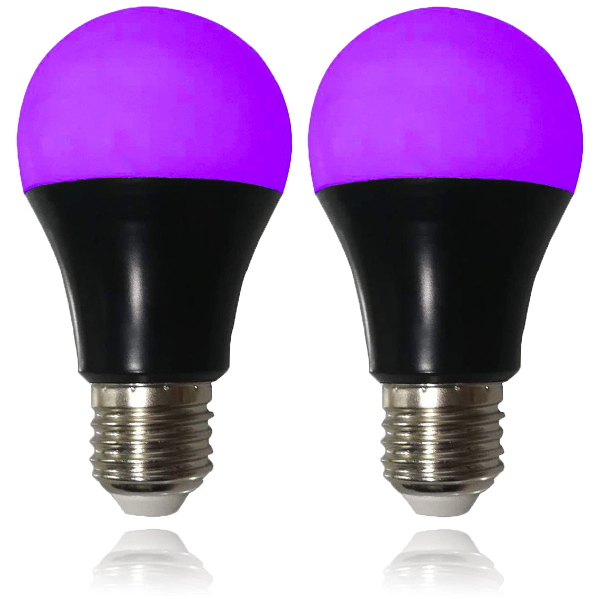CICINY UV LED Black Light Bulbs 2 Pack, A19 E26 8W Blacklight Bulb for Glow in The Dark, UVA Level 385-400nm, Blacklight Light B