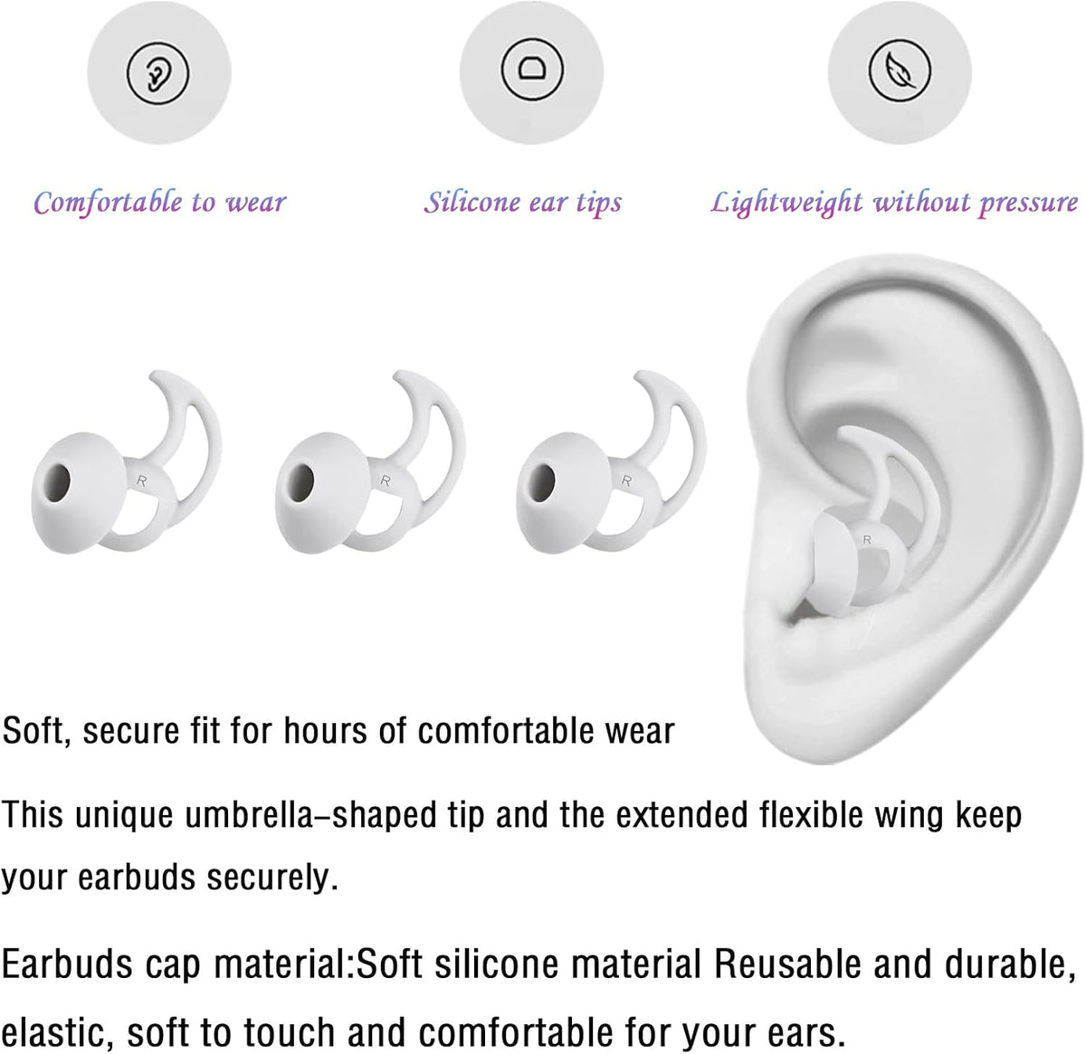 Small Silicone Ear Tips Replacement Earbud Tips Compatible with Bose Quietcomfort and Sport Headphone Eartips Rubber Tips Earbud Cap 3 Pairs