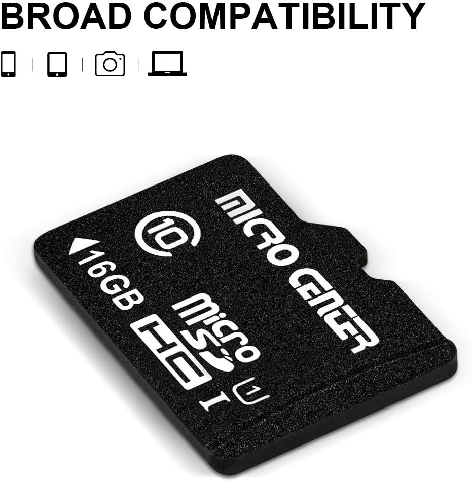 INLAND Micro Center 16GB Class 10 Micro SDHC Flash Memory Card with Adapter for Mobile Device Storage Phone, Tablet, Drone & Full HD Video Recording - 80MB/s UHS-I, C10, U1 (2 Pack)