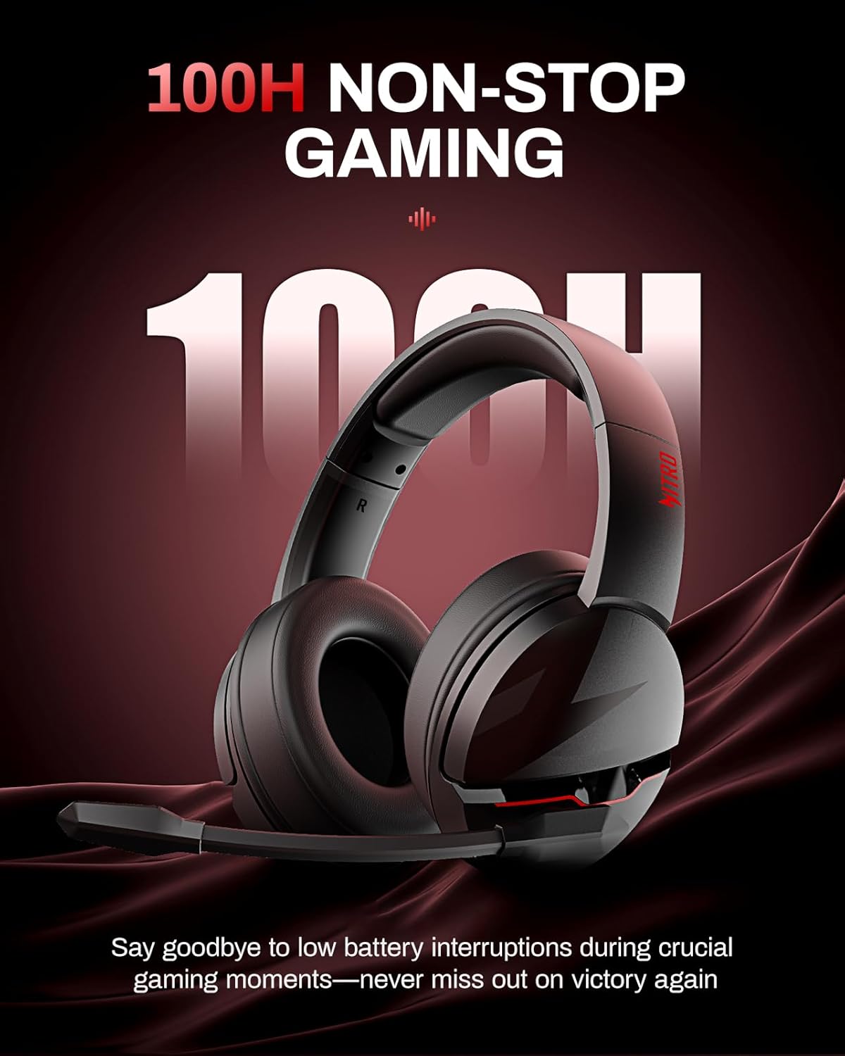acer Wireless Gaming Headset, PS5 Headset with 2.4GHz for Ps5, Ps4, PC, Switch, Bluetooth 5.3 + 100Hrs Gaming Headphones with Noise Canceling Mic for Laptop, Mobile, Mac, 50mm Drivers (Black)