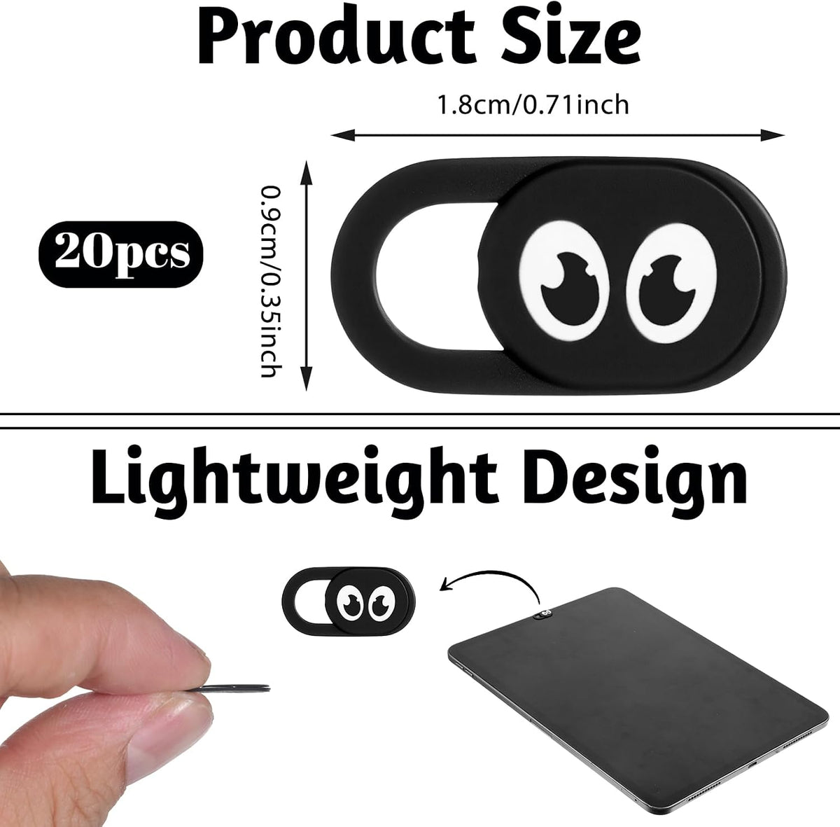 HJZHII 20 Pcs Webcam Cover Slide, Ultra Thin Laptop Camera Cover Universal Web CameraCover Webcam Cameras Blocker