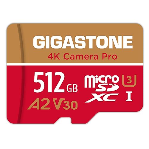 ?5-Years Data Recovery? GIGASTONE 512GB Micro SD Card, 4K Camera Pro, A2 V30 for Smartphone, Gopro, Action Cams, 4K UHD Video Recording, R/W up