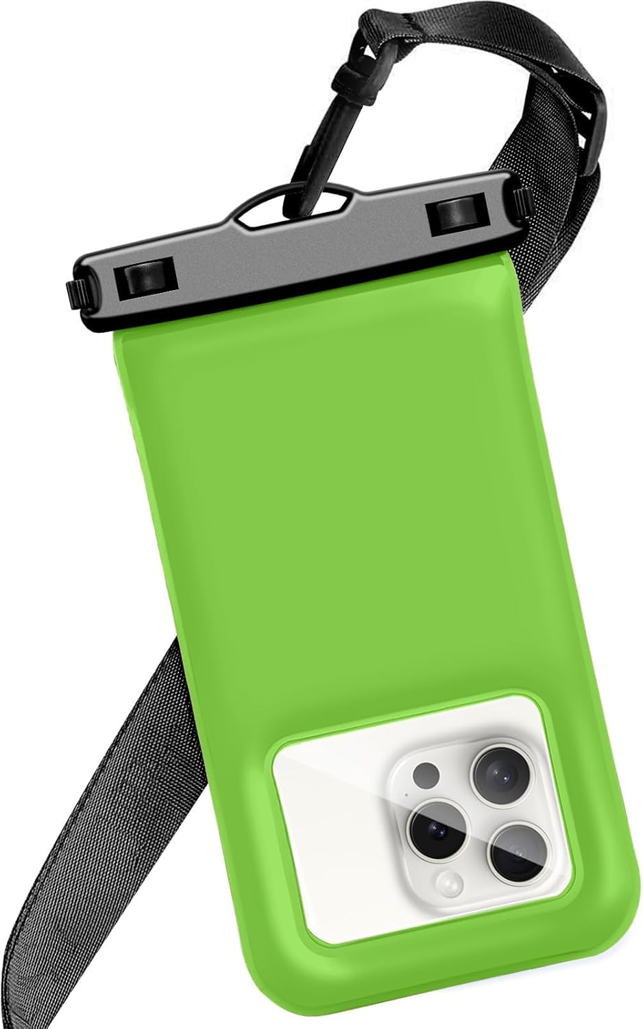 Floatable Soap Bubble Waterproof Phone Pouch/Case with Crossbody Lanyard for iPhone 16 Pro Max/15 Pro/14/13/12, IP68 Cellphone Dry Bag Beach Cruise Ship Essentials, 1 Pack-Light Green-7″