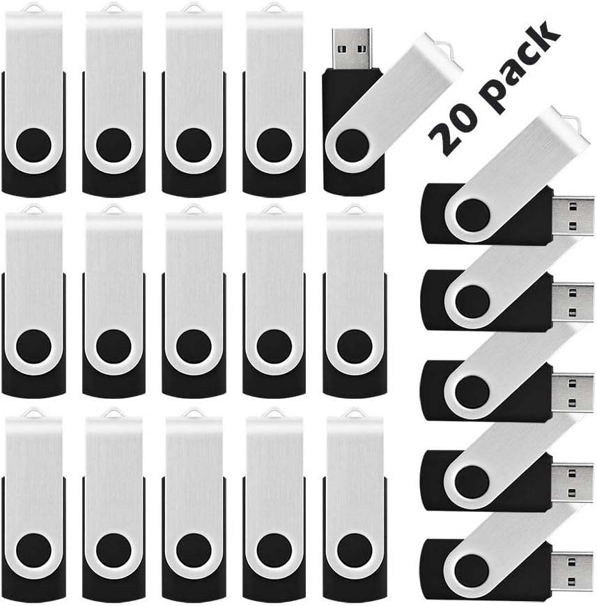 KOOTION 20pcs 4GB USB Flash Drives - 4GB Thumb Drives, Black