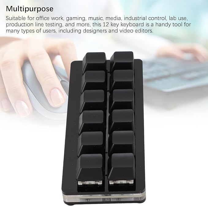 Denash 12 Key Mechanical Keyboard RGB Multifunctional Small Mechanical Red Switch Gaming Keyboard for PC Enjoy Shortcuts Customizable Scripts RGB Colorful Lights Light and Portable