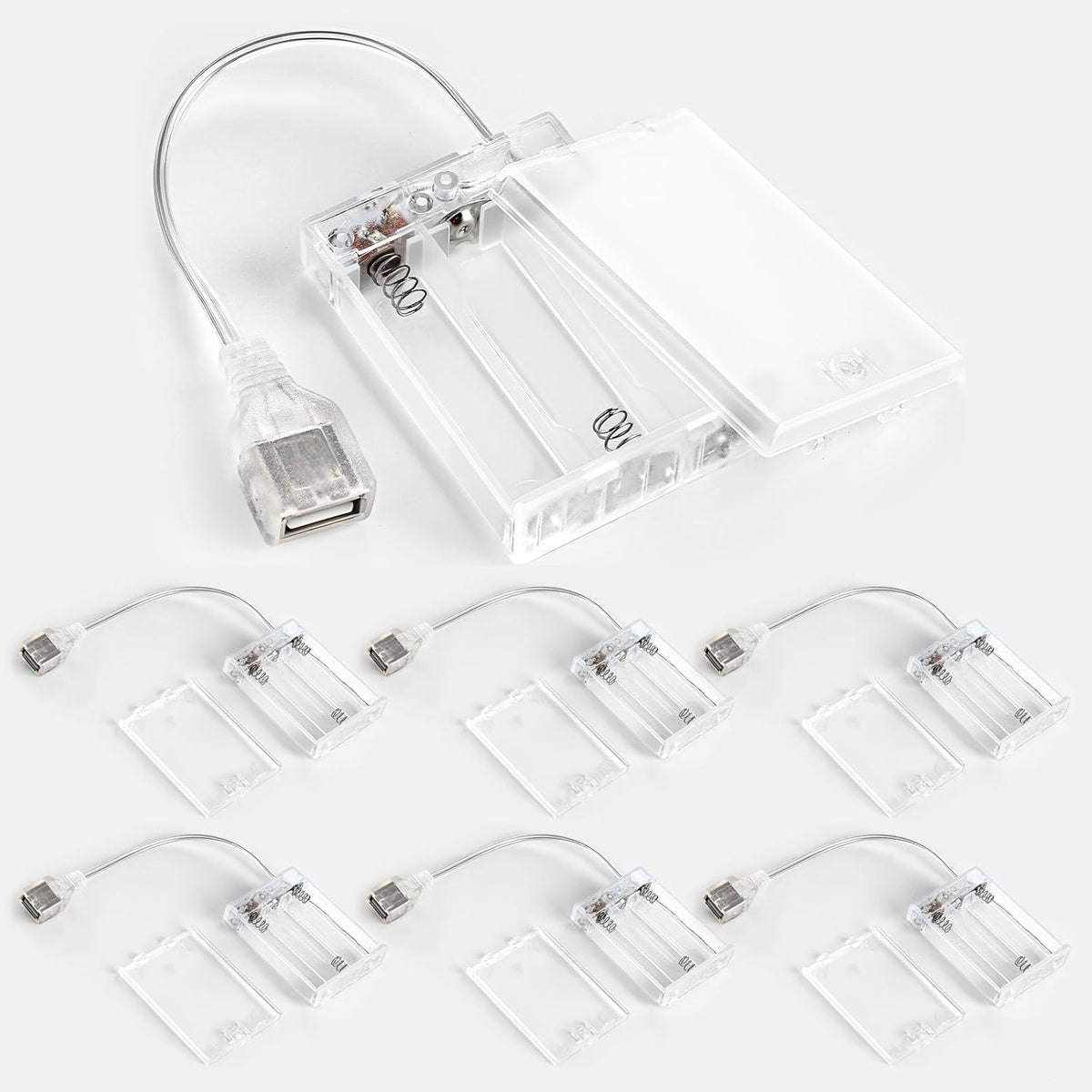 Copkim 6 Pack Pack 5V 3 Pcs USB Battery for LED Lights, USB to Battery for Plug in Lights, Portable AA Holder Box