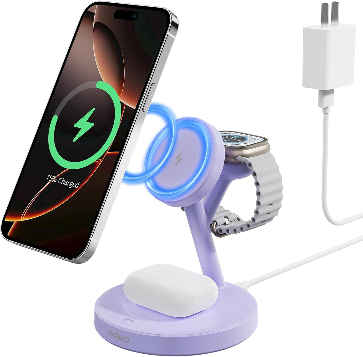 2025 3 in 1 Charging Station for Apple iPhone AirPods Watch with Mag-Safe Charger Wireless Charger Stand for iPhone 16 15 14 13 12 Series AirPods iWatch Series - Gifts for Wife & Husband