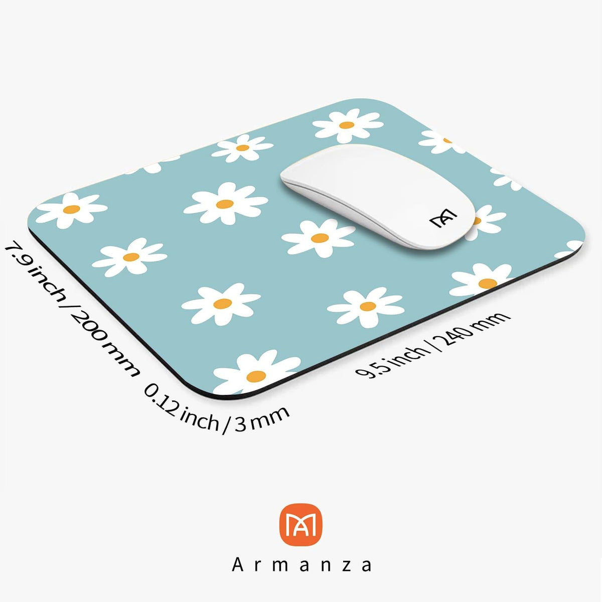 Square Mouse Pad Little Daisy,Personalized Premium-Textured Custom Mouse Mat Design,Washable Mousepad Cloth,Non-Slip Rubber Base Computer Mouse Pads for Wireless Mouse