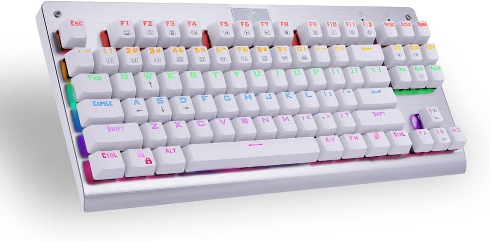 Granvela MechanicalEagle Z-77 75% Mechanical Keyboard | Aluminium Panel | Clicky Blue Switches | Rainbow LED Backlit | N-Key Rollover | 87-Key Tenkeyless | Hot Swappable |Spare Switches Included
