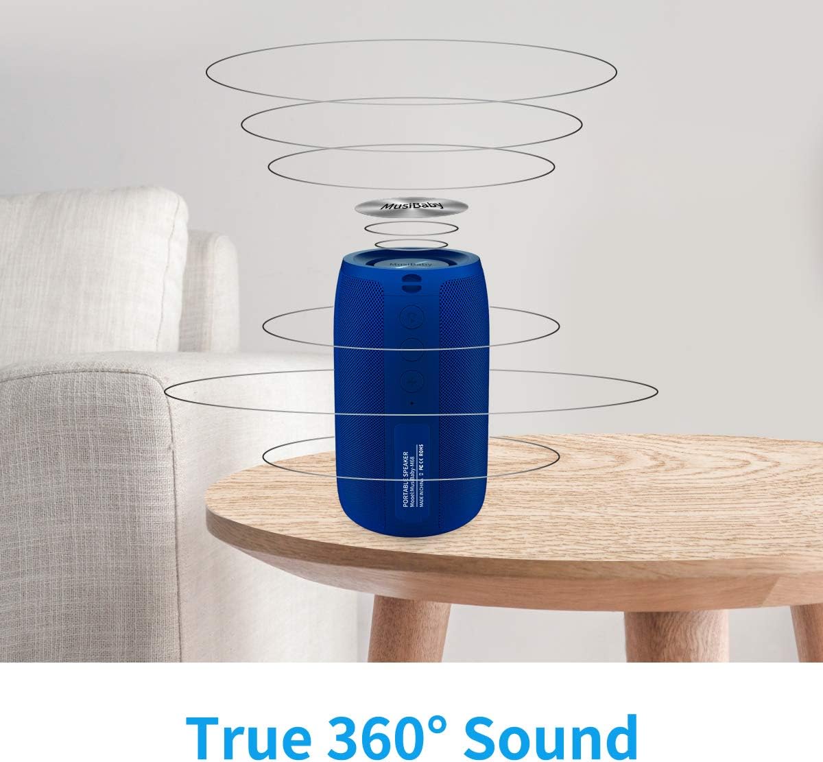 Bluetooth Speaker,MusiBaby Wireless,Waterproof,Outdoor,Portable Speaker,Dual Pairing,Loud Stereo,Booming Bass,24H Playtime Wireless Speakers for Home,iPhone,Party,Gifts(Blue)
