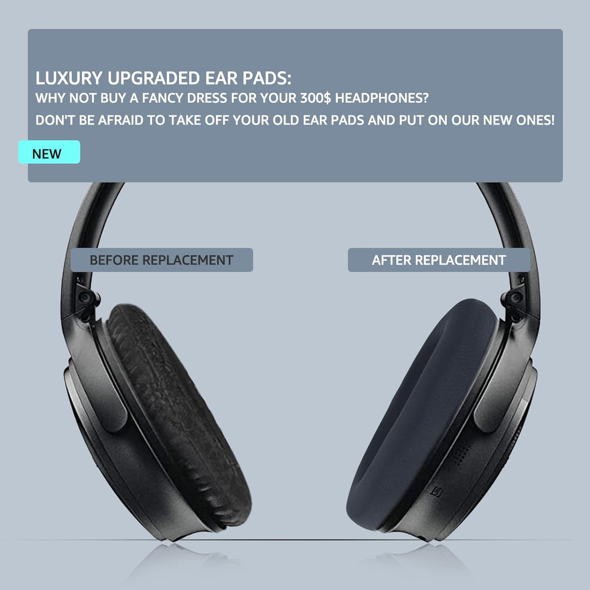 Fabric Comfort -Wzsipod Ear Pads for Bose QuietComfort 35/Qc35ii Headphones, Compatible with QC45 QC25 QC35 QC15 & More Series, Replacement Exclusive Styles, S3
