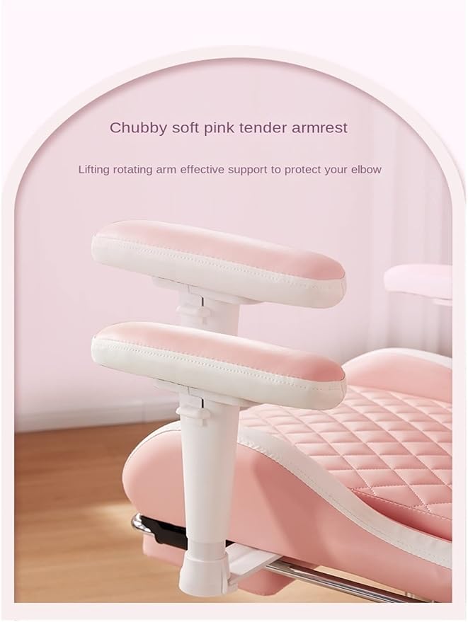 Adjustable Office Computer Chair with Armrest Chairs Pink Gaming Chair Girls Home Office Comfortable Game Swivel Gamer Computer(Purple Pedal)