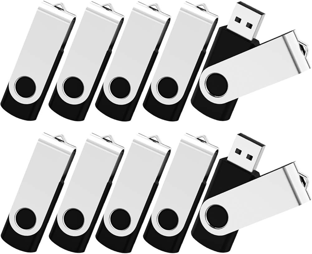 KOOTION 128MB Bulk USB Drives 100 Pack USB 2.0 Flash Drive Thumb Drives Swivel Memory Stick (Black, 100pcs, 128MB)