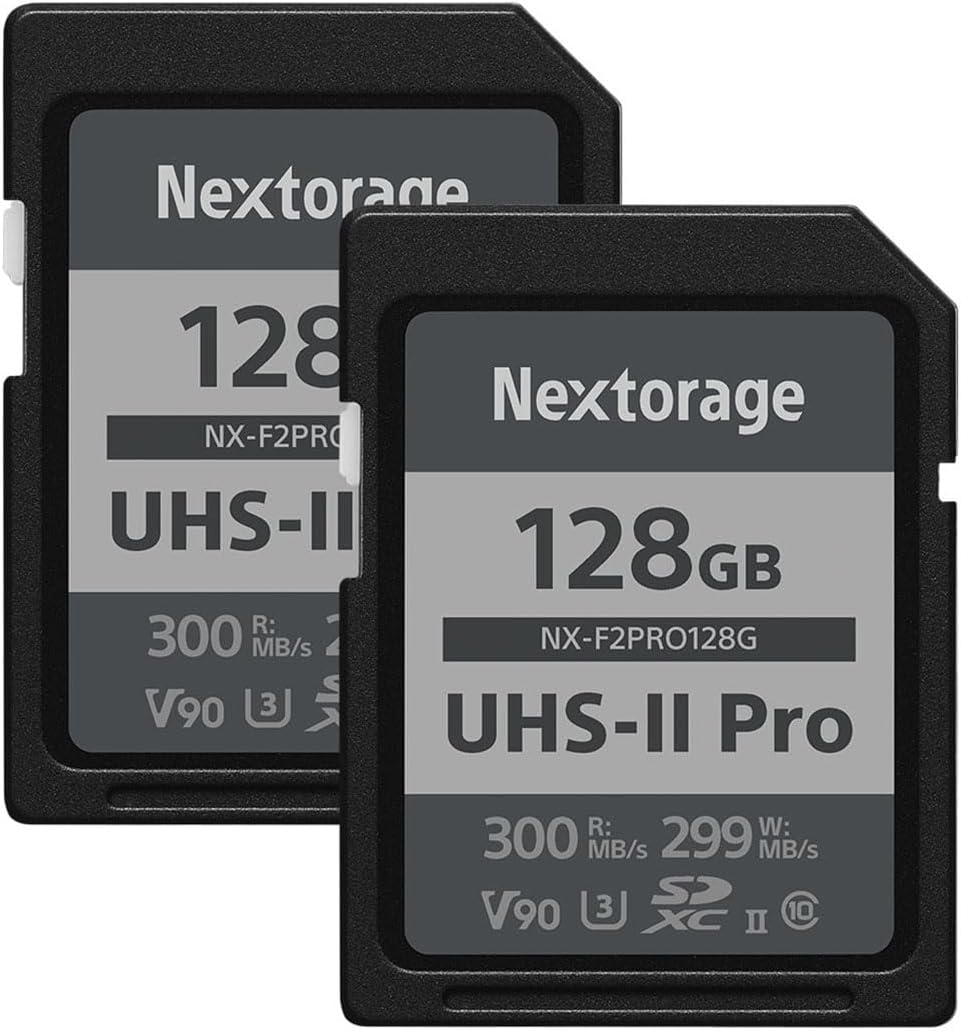 Nextorage 128GB 2pack SDXC UHS-II V90 SD Card Japanese Brand pSLC Max. Write Speed 299MB/s Max. Read Speed 300MB/s 4K Recording F2PRO Series 2P-F2PRO128G SDXC Card for Digital Camera