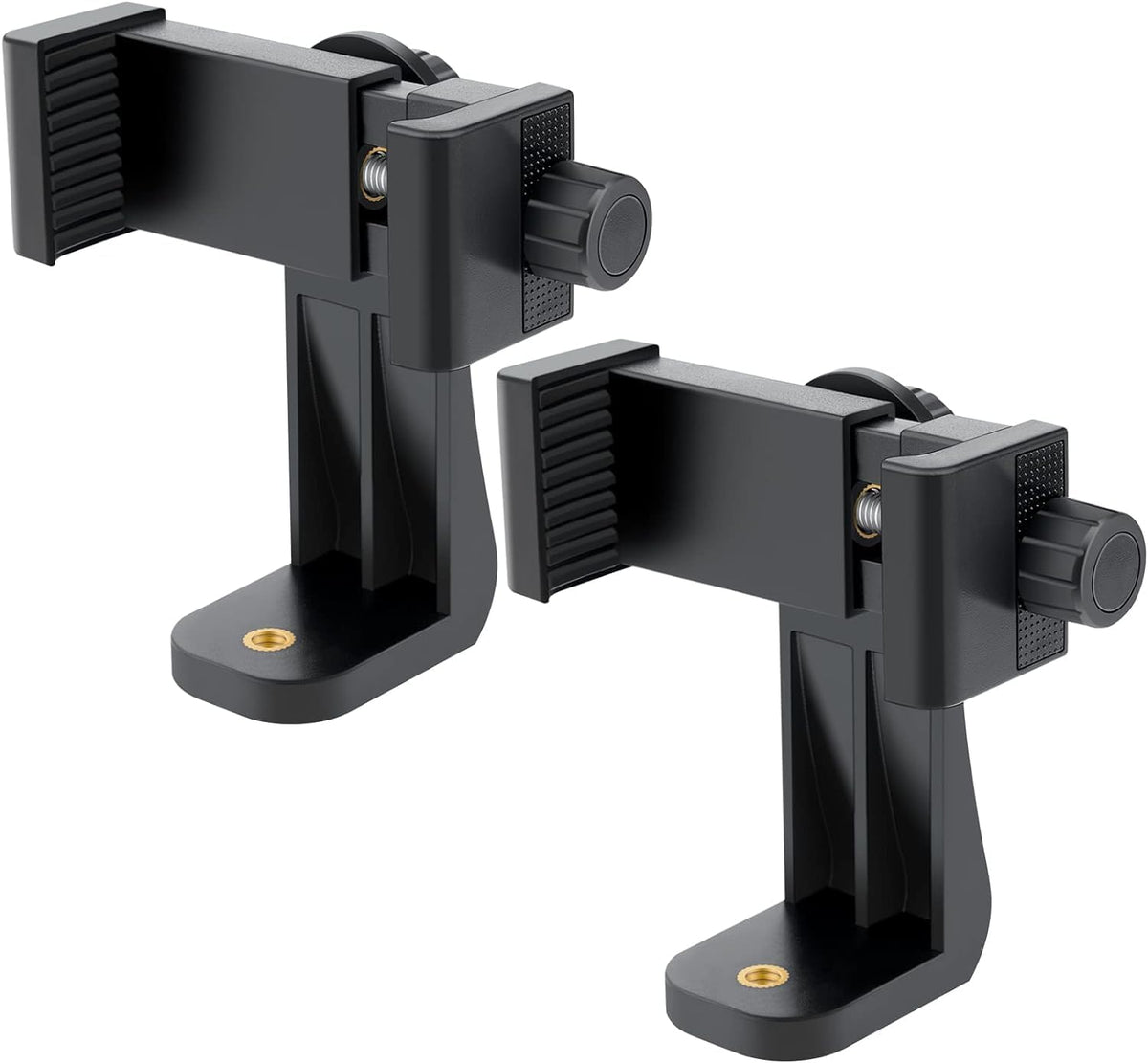 Acuvar Set 1/4 (2-Pack) Dual-Mount Smartphone Tripod Adapter Vertical & Horizontal Phone Holder with Screw, Adjustable