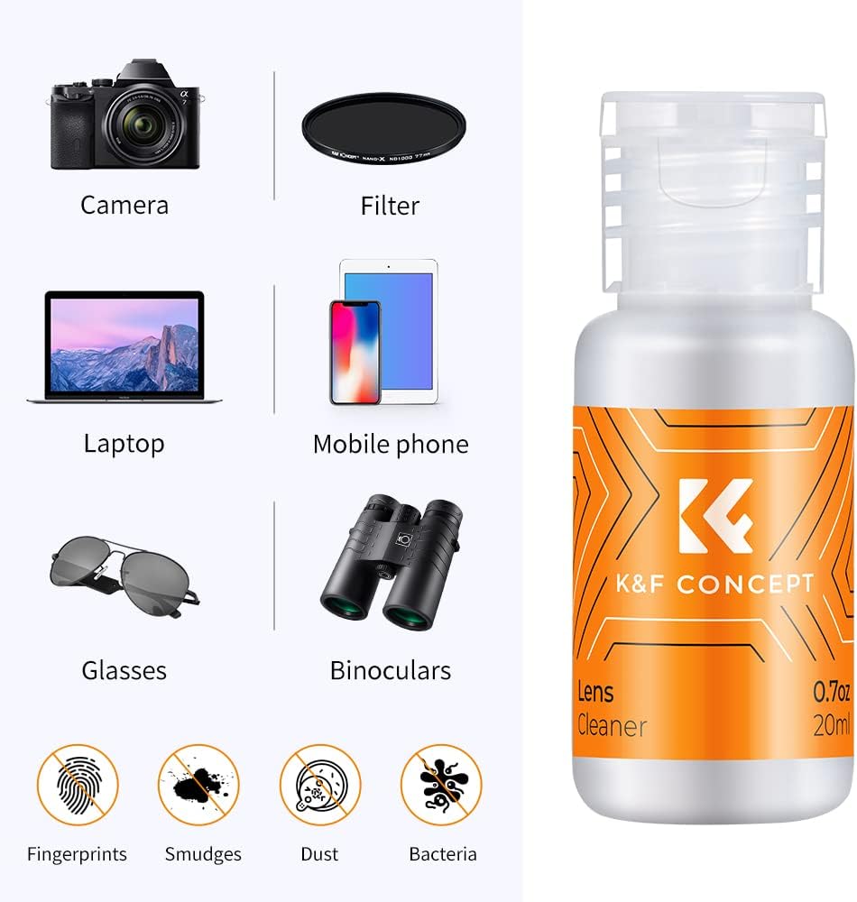 K&F Concept Full Frame Sensor Cleaning Kit - 16pcs Sensor Cleaning Swabs, 20ml Sensor Cleaner & Gloves, Cameras Lens Cleaning Kit Compatible with Sony Nikon Canon FF CCD CMOS Sensors