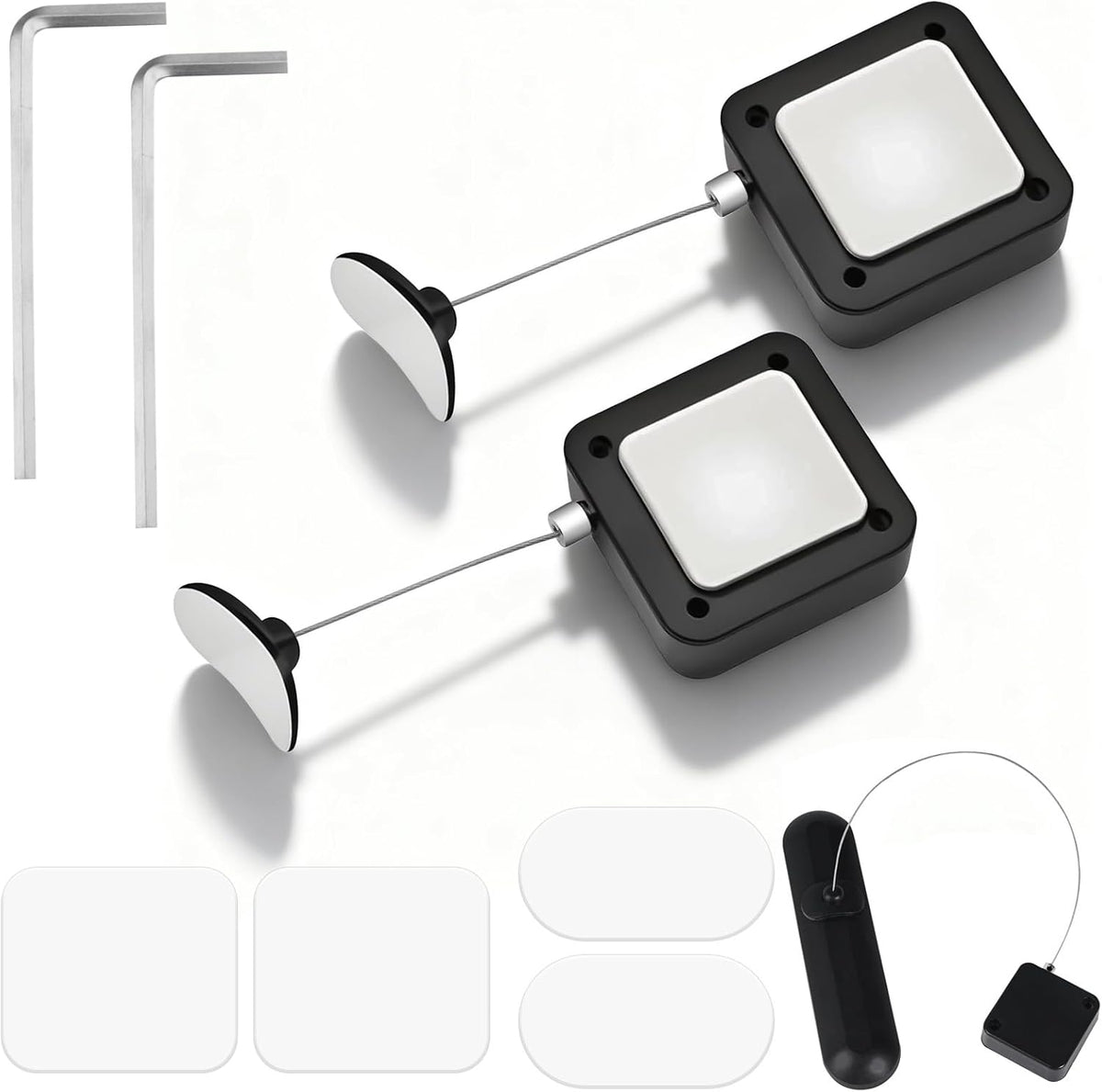HINGTAI 2Pcs Retractable Remote Control Tether, Remote Control Leash Holder Kit Includes Adhesive Pads and Wrench